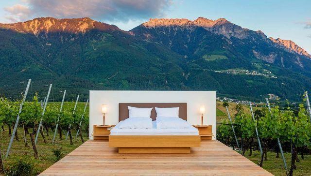 Dormir en un hotel sin paredes, en Suiza