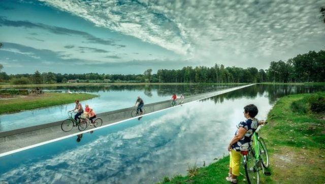 Faire du vélo sur l'eau : dans une réserve naturelle belge