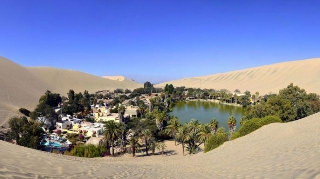 Huacachina, the small breathtaking oasis in the desert of Peru